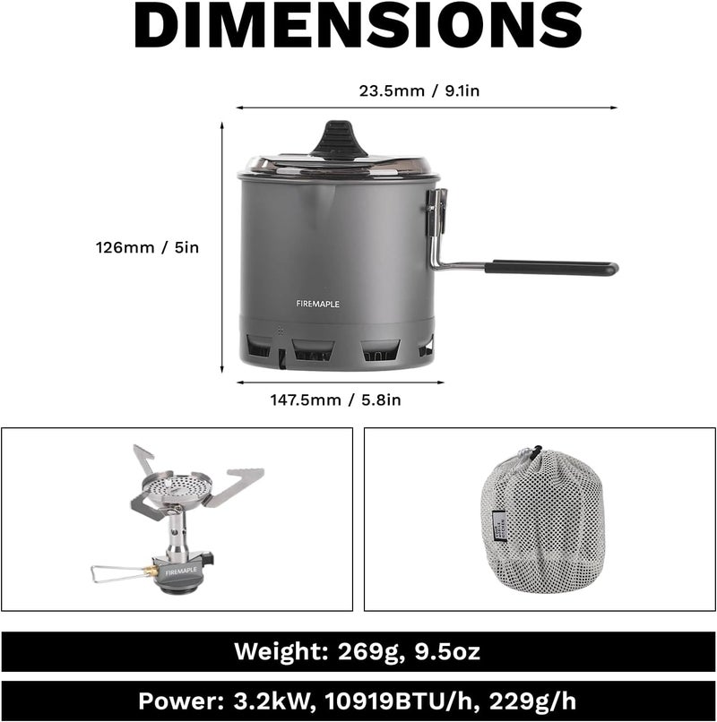 Fire-Maple Petrel Quickboil Pro Ultralight Cooking System – Compact & Fast-Boiling Backpacking Stove Pot Set, Ideal for Hiking, Solo Camping, Travelling, Hunting Trips, etc - Image 3